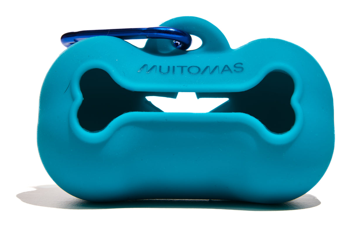 Muitomas Beutelhalter – mit Karabiner, inkl. Beutelrolle – für Hund – 50 × 4,5 mm – Blau – Silikon