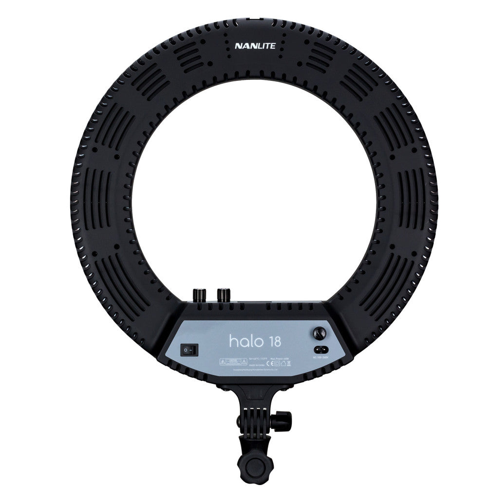 Nanlite Halo 18 LED-Ringleuchte – 48 W, 2700–6500 K, CRI 95 – 45 cm – Schwarz