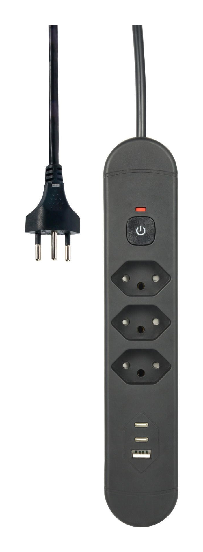 M. Schönenberger Schönenberger ReLife Steckdosenleiste, 3×T13, 1×USB‑A + 2×USB‑C, ohne Schalter, 1,8 m Kabel – schwarz