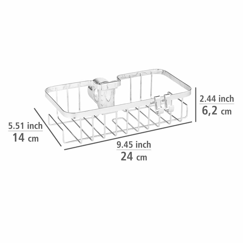 WENKO Seifenhalter (Wand) – Edelstahl/Kunststoff, Wandmontiert, 24×6,2×14 cm, Chrom