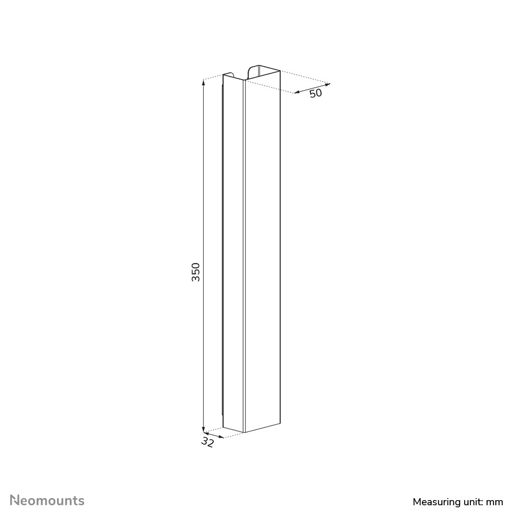 Neomounts ADS06-123BL Untertisch-Kabelwanne – 50×32×350 mm – Stahl – Schwarz, magnetisch, 1 Stk.