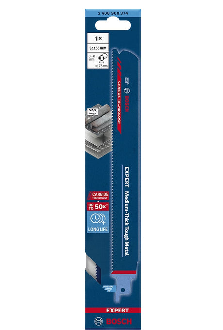 Bosch Professional EXPERT Säbelsägeblatt 225 × 3 mm Hartmetall – für Gusseisen & Stahl – 3 Stk