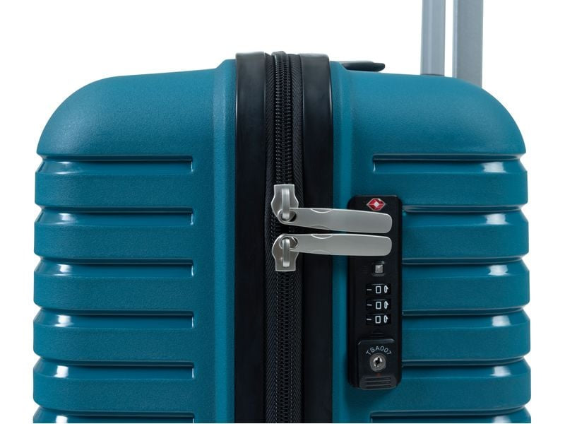 KOOR Trolley – 63 l, Hartschale, 4 Rollen, mit TSA, Petrol, 40 × 66 × 26 cm