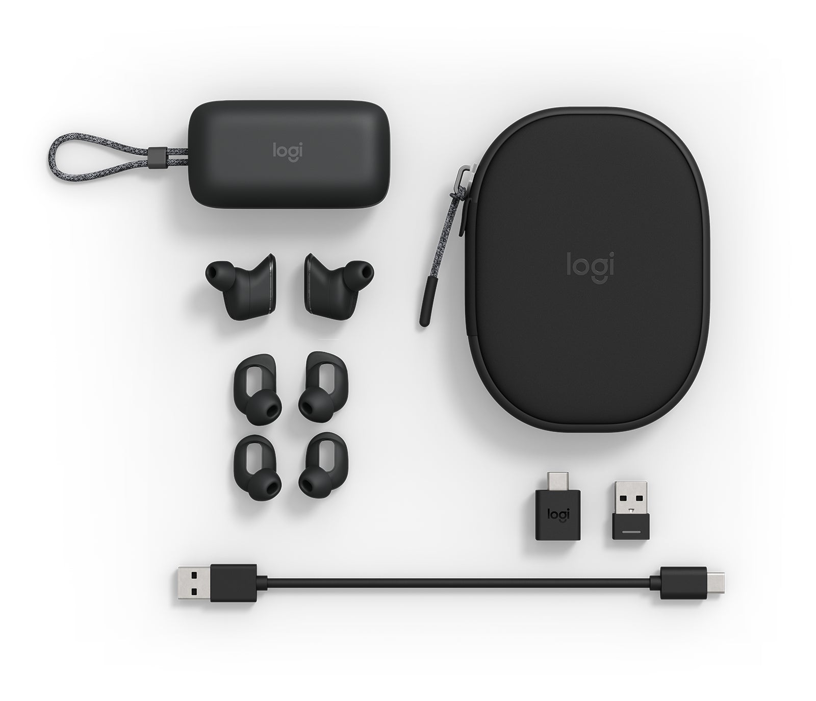 Logitech Zone True Wireless TWS In-Ear – Stereo, ANC, mit USB-A-Dongle, Qi-Ladecase, Graphit, BT 5.0