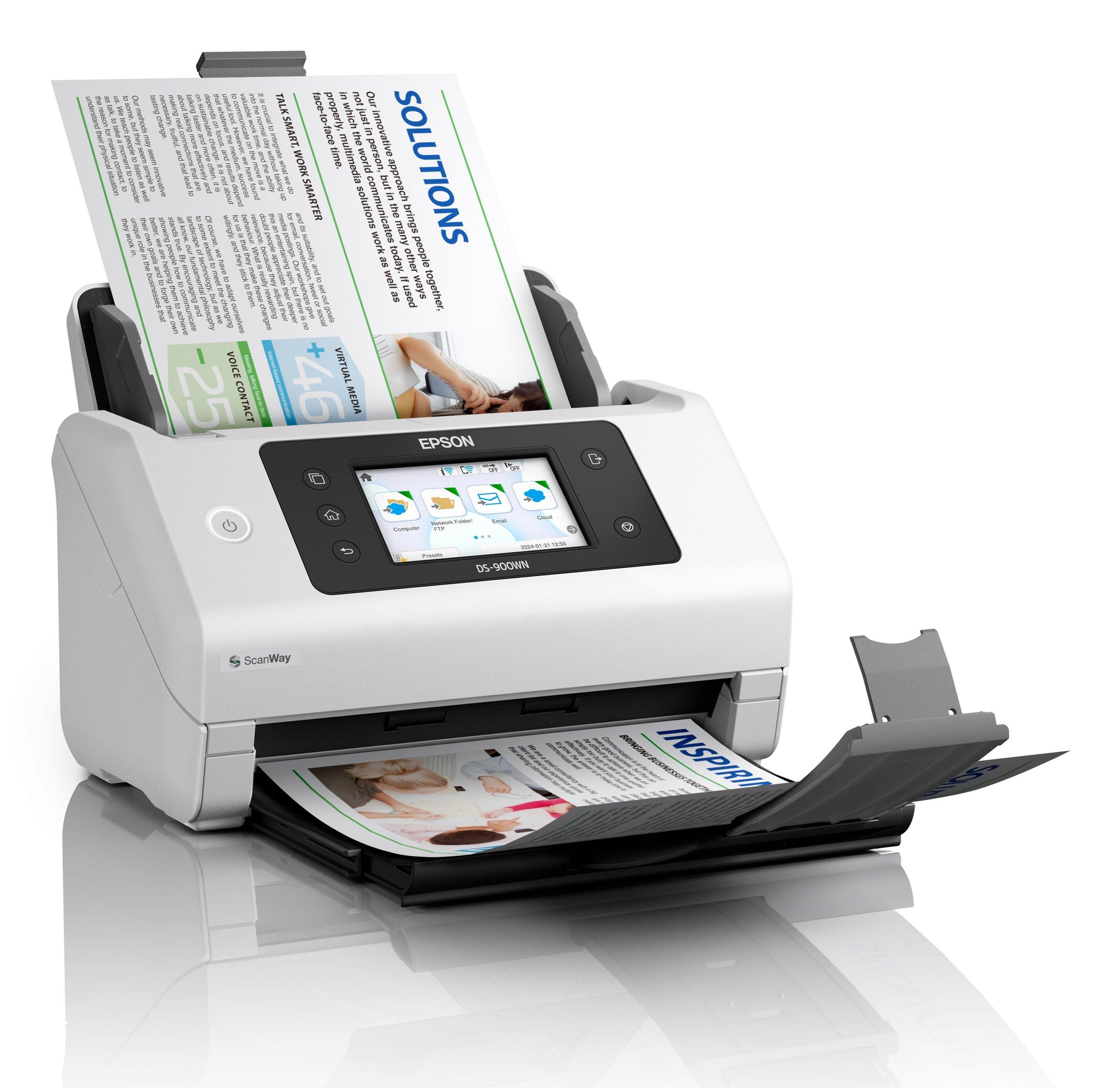 Epson Dokumentenscanner, A4, 70 ppm, ADF 100 Blatt, WLAN, LAN