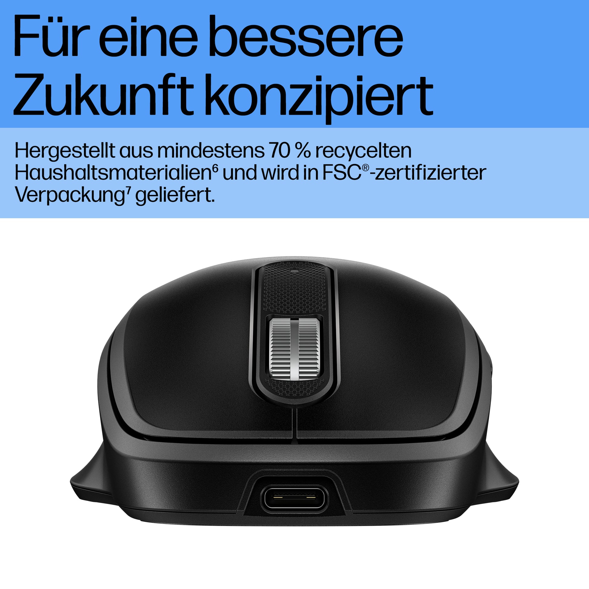 HP 510 Ultra-Schnelle Wiederaufladbare Maus – Kabellos (2,4 GHz), 4000 DPI, Beidhändig, Schwarz