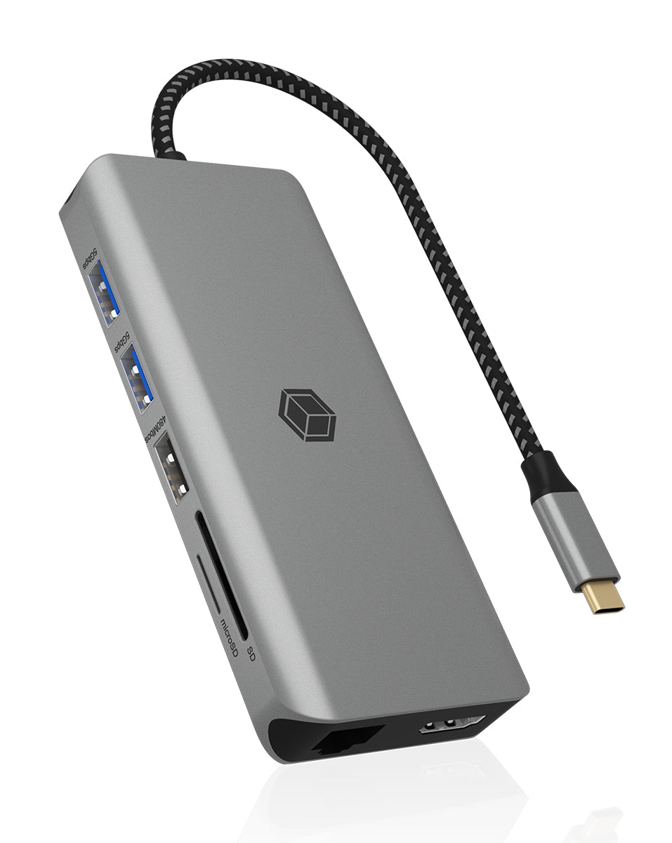 ICY BOX IB-DK4061-CPD Dockingstation – USB-C, 2× HDMI, 2× USB-A, 2× USB-C, 100 W PD, GbE, 3,5 mm Audio