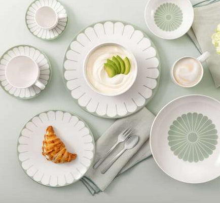 Villeroy & Boch Fleur Kaffeetasse – 0,16 l, Porzellan, Grün, mit Henkel, 6 Stück