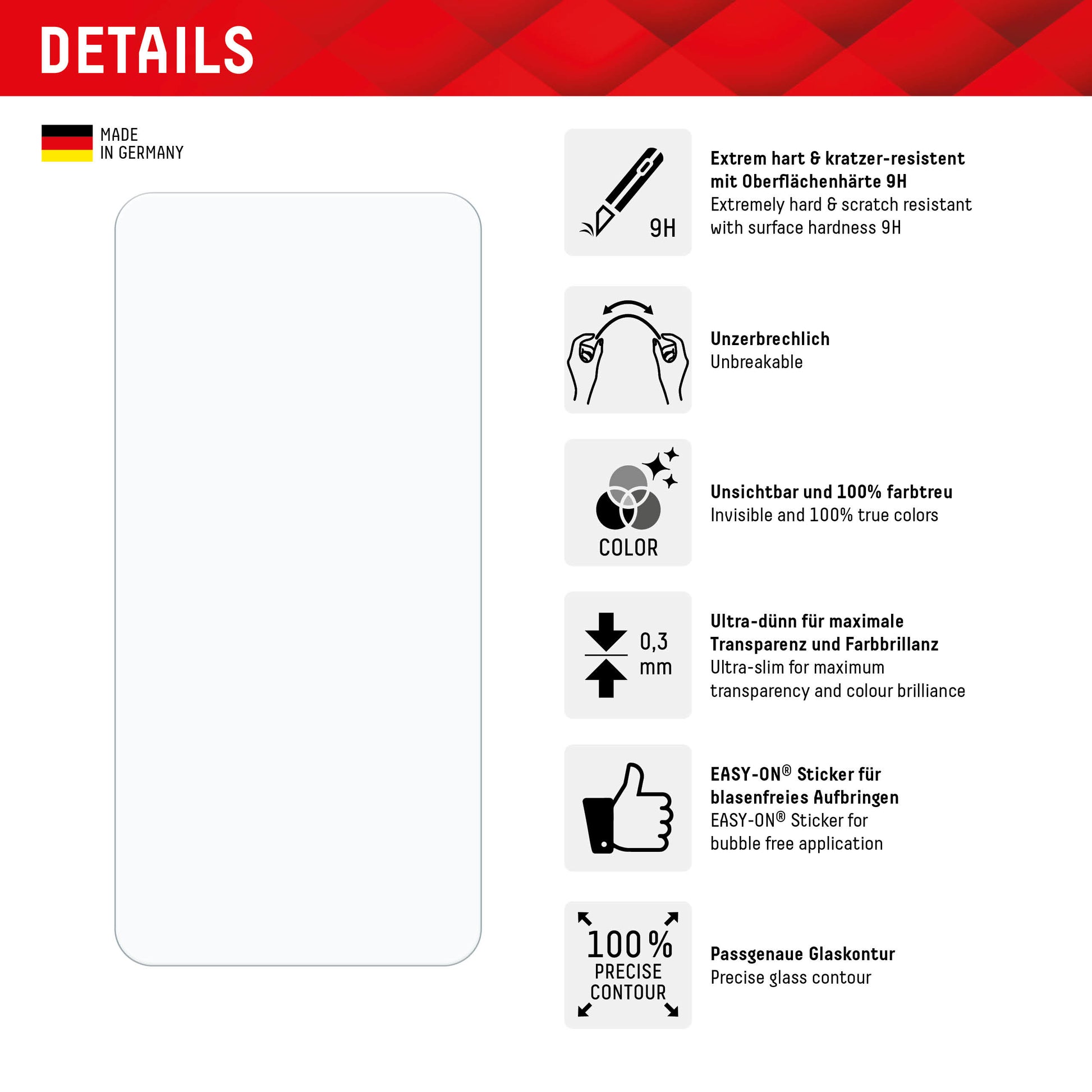E.V.I. Displayschutz (Folie), 9H – für Galaxy S24+ – mit Applikator