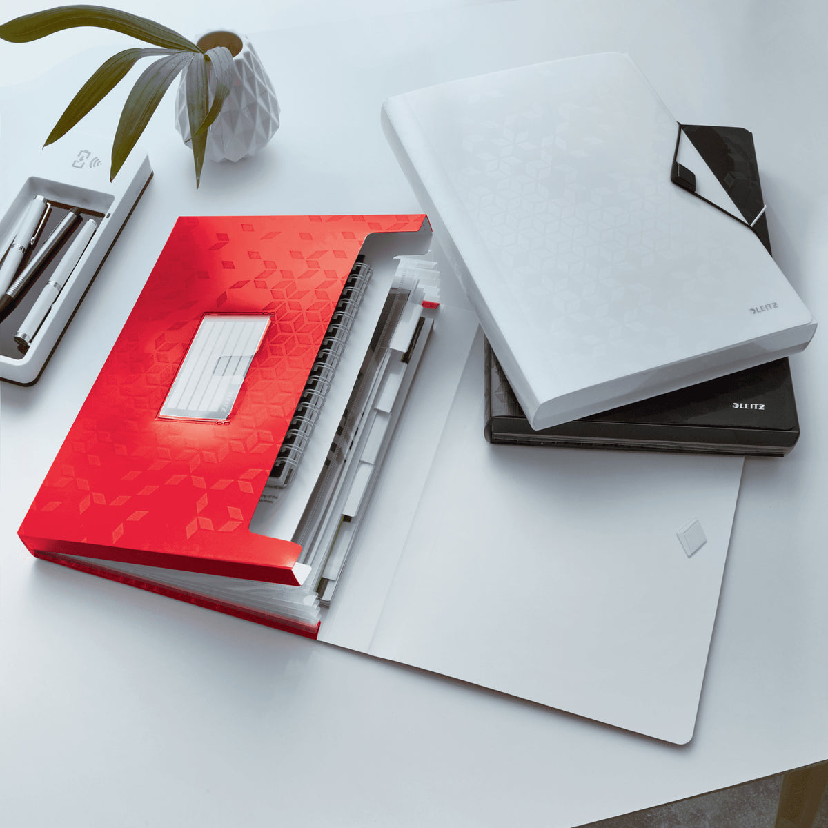 Leitz Fächermappe A4 – 6 Fächer, Gummiband, Polypropylen (PP), Rot, bis 250 Blatt