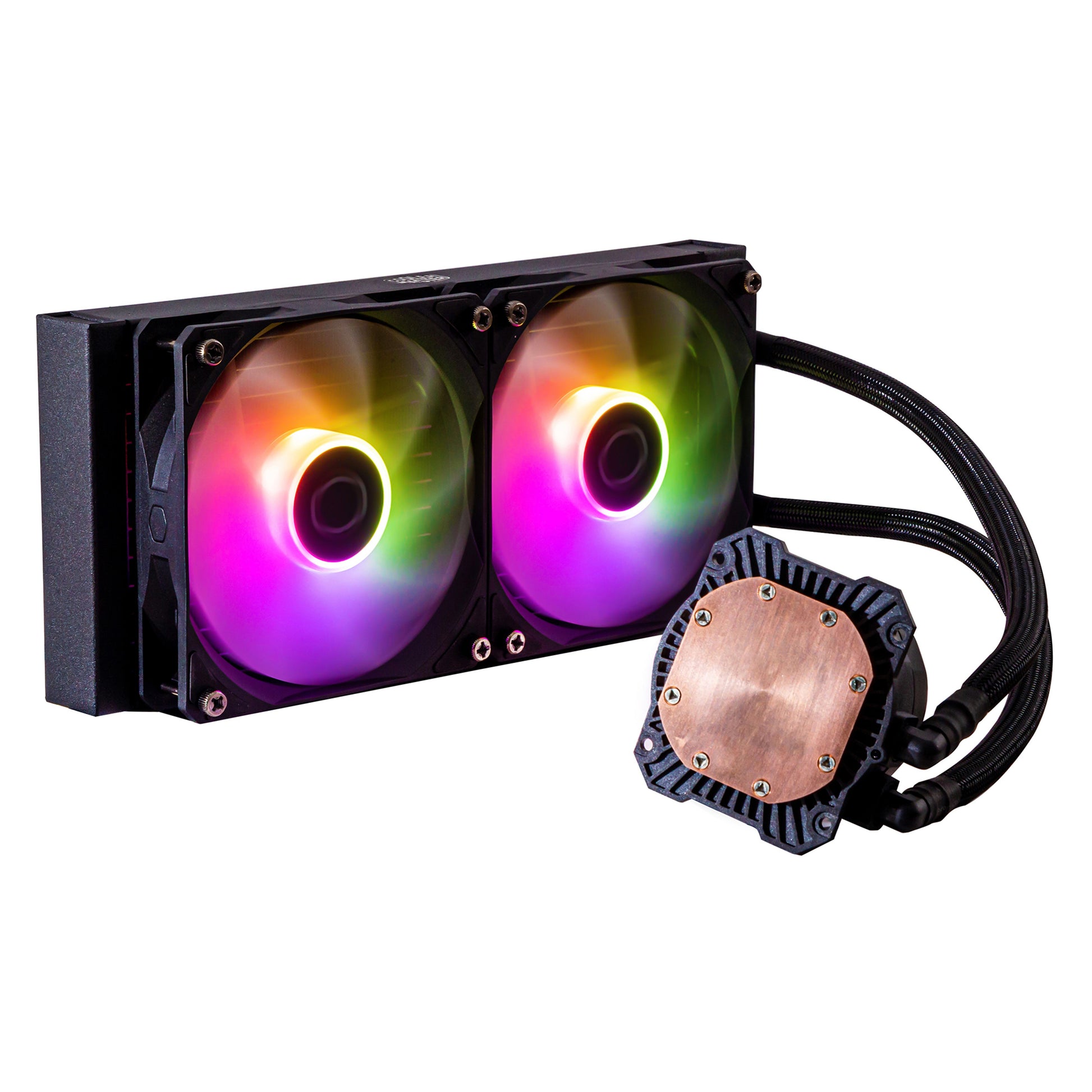 Cooler Master MasterLiquid 240L Core ARGB – Flüssigkeitskühlung – 240 mm, 2×120 mm Lüfter, Schwarz