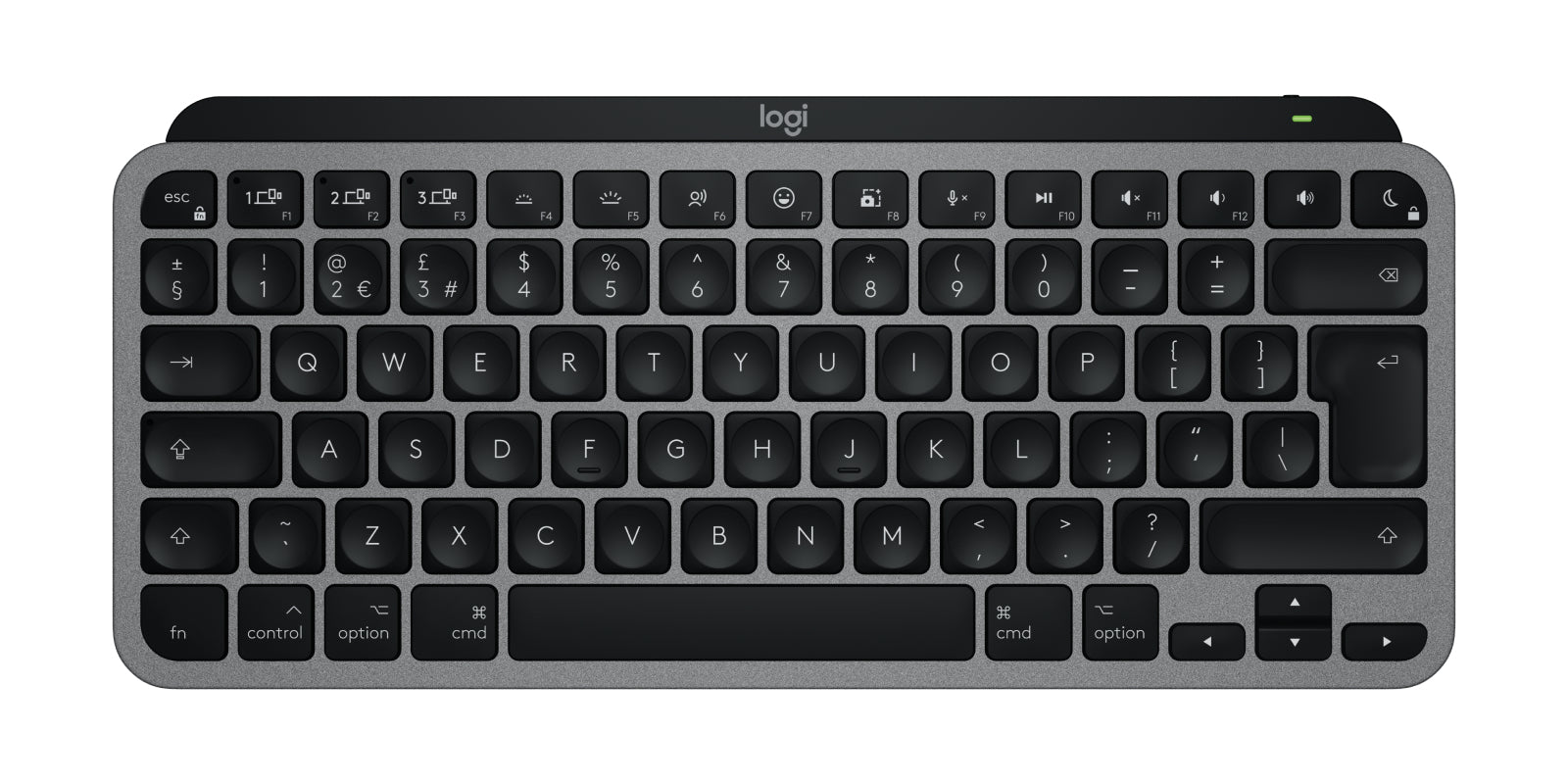 Logitech MX Keys Mini für Mac – Mini Tastatur – Scherenmechanik, beleuchtet – Bluetooth – QWERTY (UK‑INT) – Graphit