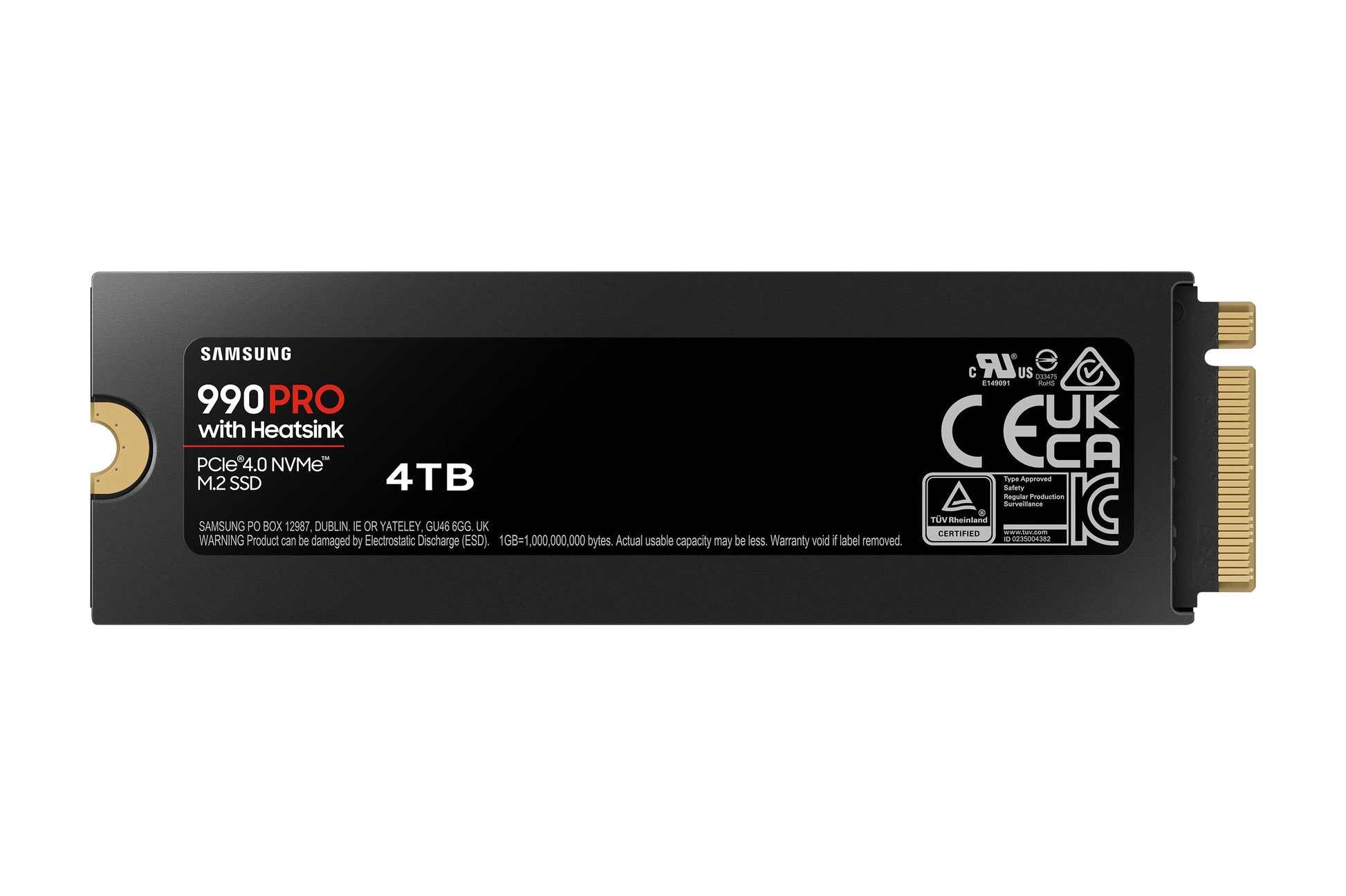 Samsung 990 PRO – 4 TB M.2 2280 NVMe PCIe 4.0 x4, 7'450/6'900 MB/s, V-NAND TLC, mit Kühlkörper