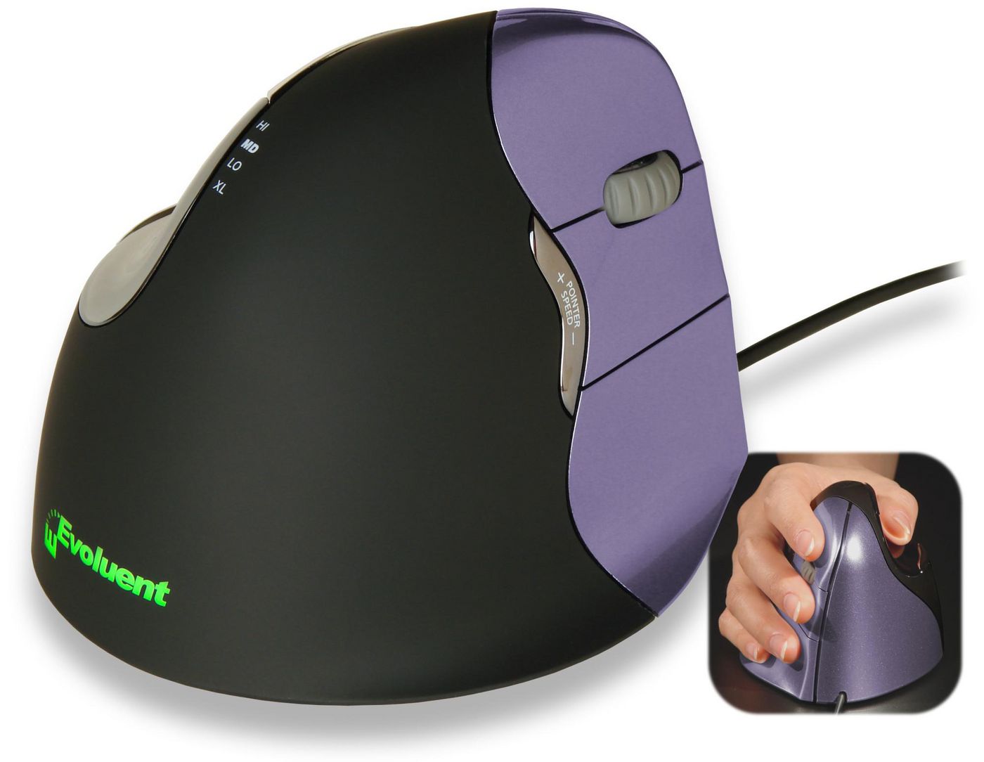 Evoluent Vertical Mouse4 Small Ergonomische Maus – kabelgebunden, für Rechtshänder, vertikal