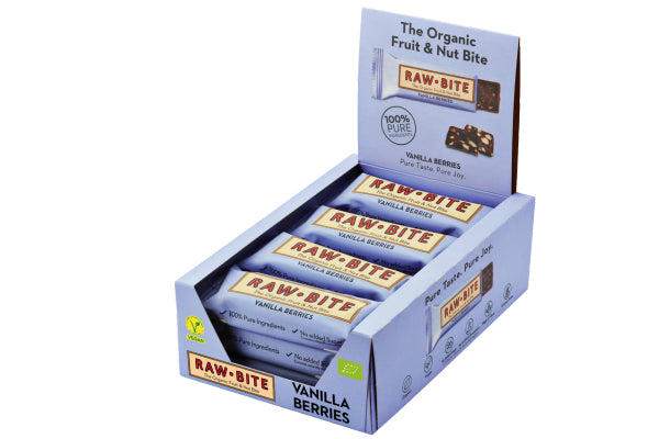Rawbite Rohkostriegel Beeren & Vanille, bio, glutenfrei – 12 × 50 g