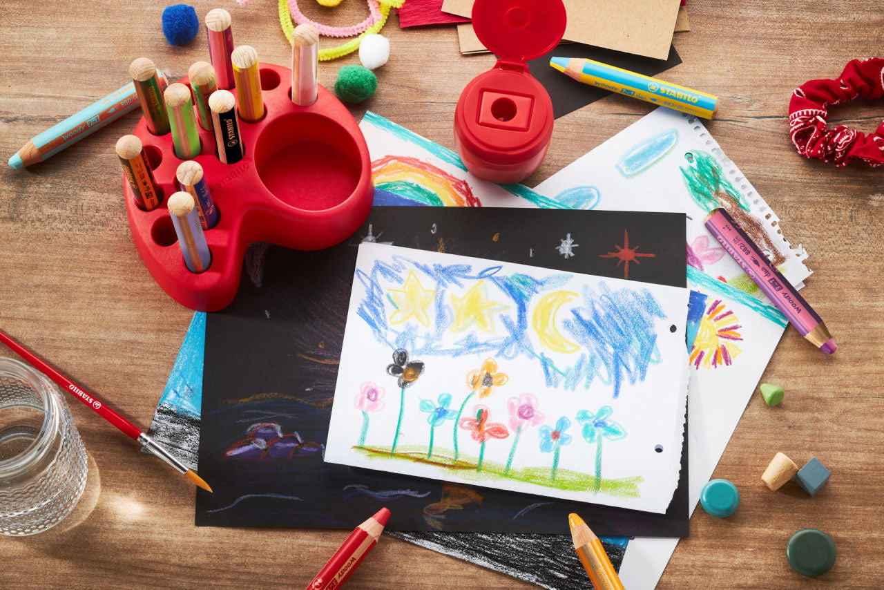 STABILO Woody 3 in 1 Aquarellstift, mehrfarbig, 15er-Set – Ø 10 mm