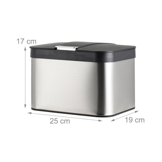 Relaxdays Komposteimer – 4,5 l – Edelstahl, Rechteckig – Schwarz