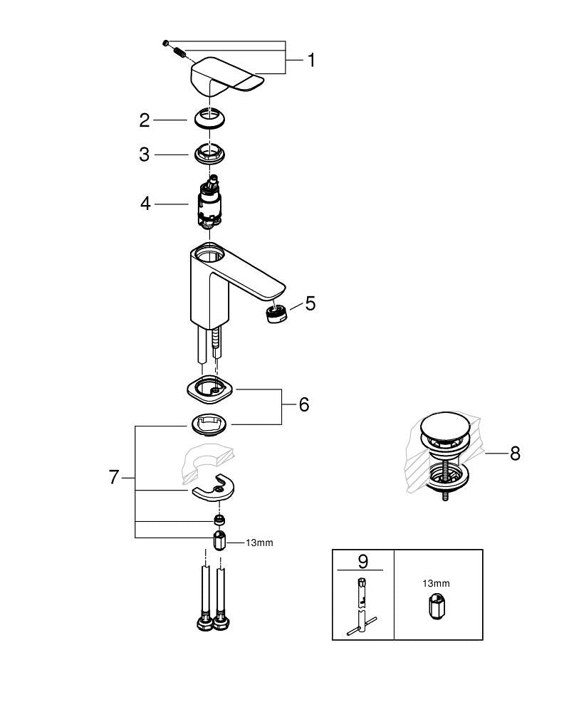 GROHE Badebatterie (Unterputz) – Einhebelmischer, Messing, Schwarz matt