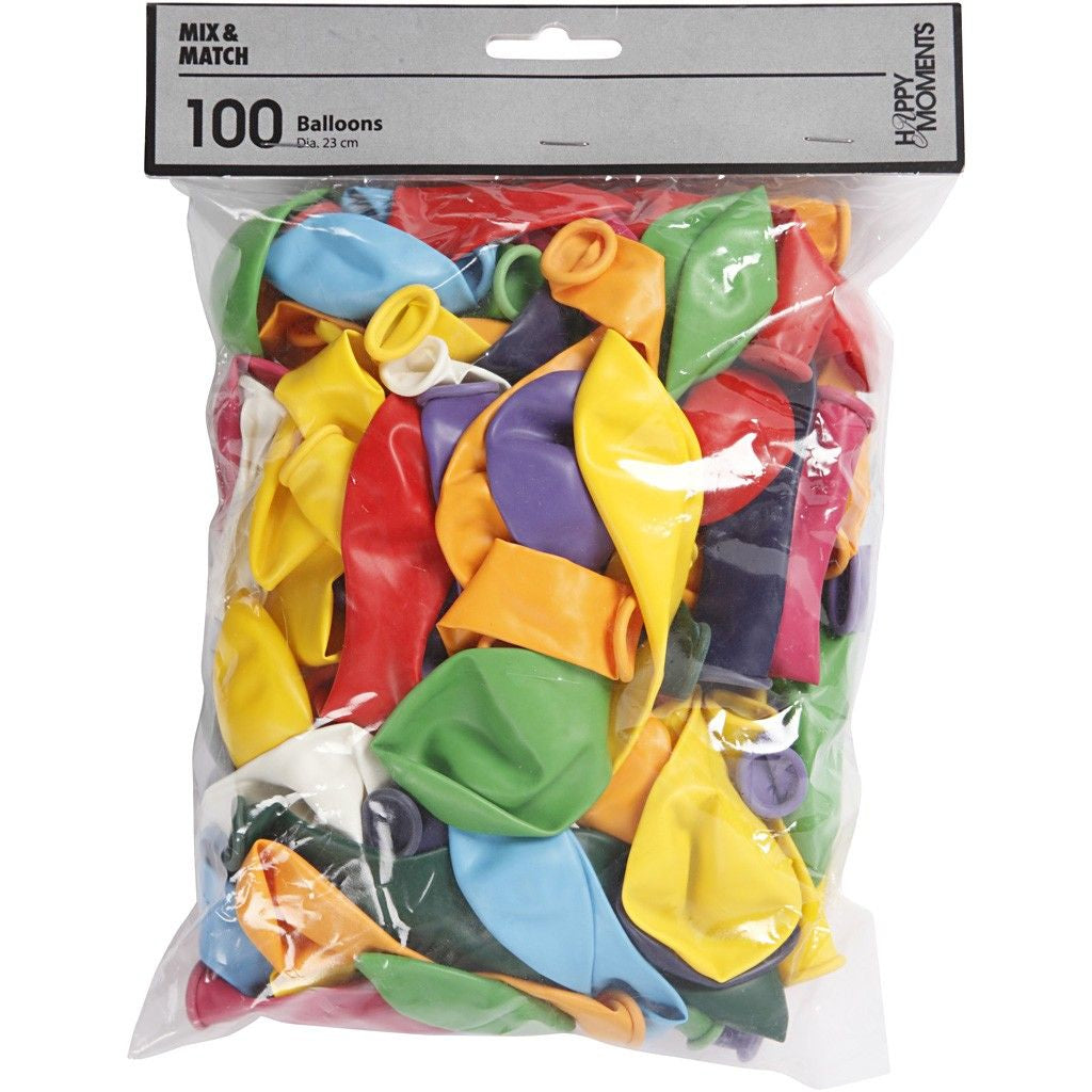Creativ Company Luftballons Uni – mehrfarbig – Ø 23 cm – Latex – 100 Stk
