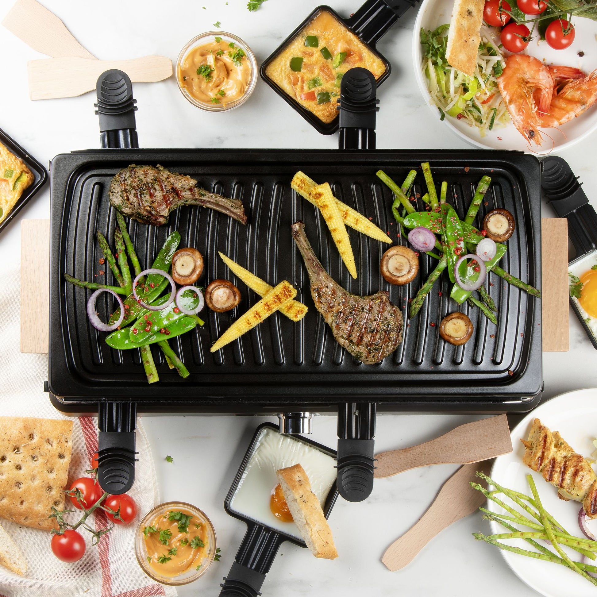 Domo Raclette DO9294G – 8 Personen, Keramik-Grillplatte, 1400 W – schwarz