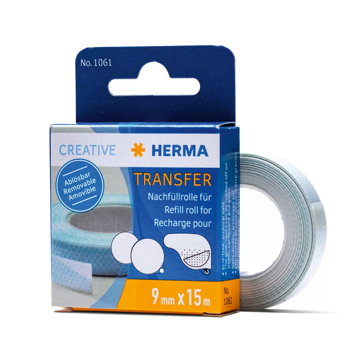 HERMA Klebespender – Nachfüllrolle, wiederablösbar, transparent, lösungsmittelfrei, für Basteln