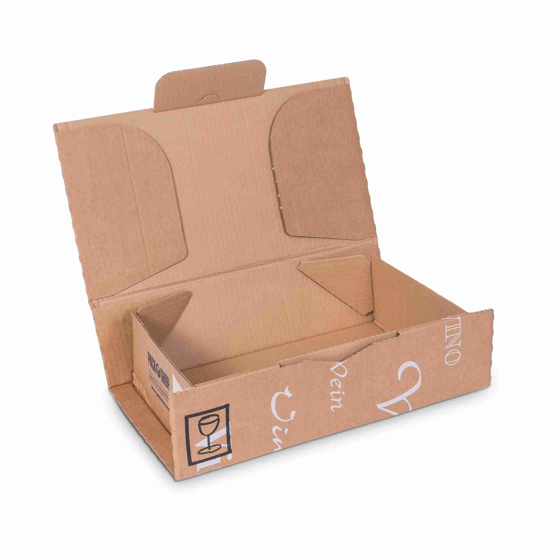 Model Weinversandkarton – für 2 × 0,5–0,75 l, max. 330 mm & Ø90 mm – 99 × 198 × 323 mm, braun – 1 Stk., ab 20 Stk.