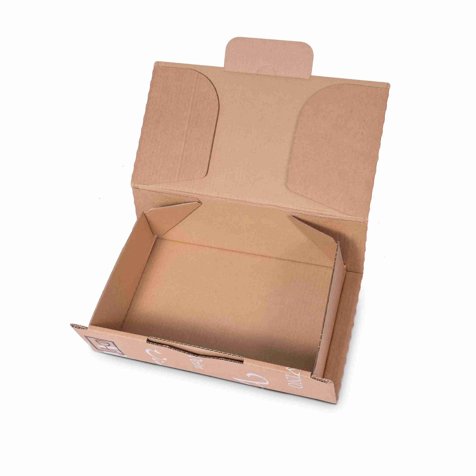 Model Trans-Scripto Weinversandkarton – für 2 × 0,5–0,75 l – 99 × 198 × 323 mm, braun, Automatikboden – 1 Stk., ab 100 Stk.