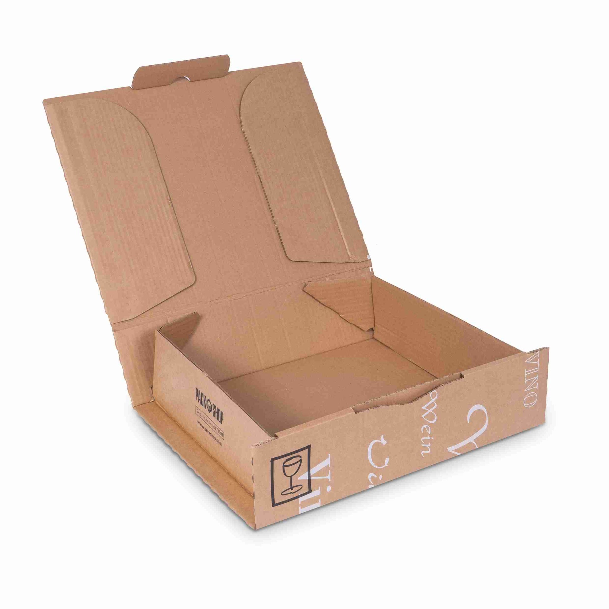 Model Weinversandkarton – für 3 × 0,5–0,75 l, max. 330 mm & Ø90 mm – 99 × 297 × 323 mm, braun – 1 Stk., ab 400 Stk.