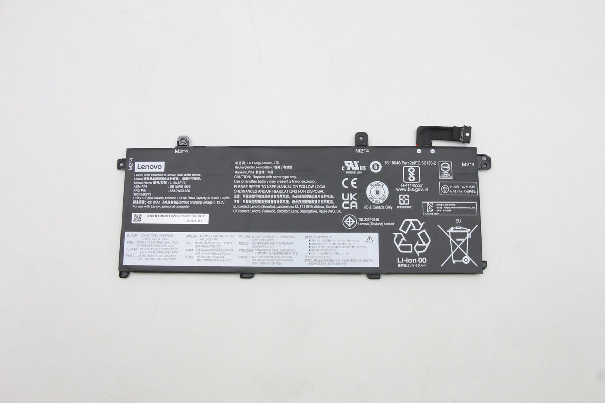 Lenovo Notebook-Akku – für Lenovo Notebooks – 50 Wh, 11,55 V (3 Zellen) – Schwarz
