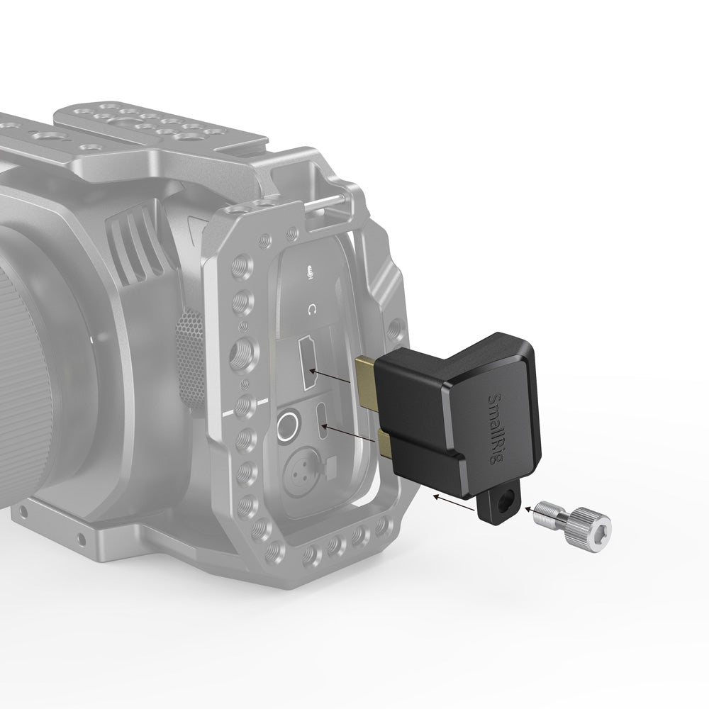 SmallRig HDMI Type-C Winkeladapter für BMPCC 4K und Cage-Modelle (z.B. 2203/2203B/CVB2254), Schwarz