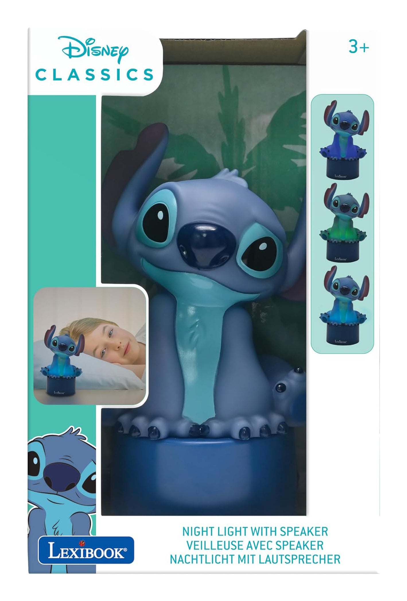 Lexibook Nachtlicht-Lautsprecher Stitch NS01D – Batteriebetrieb 3× AAA, automatische Abschaltung 15 min – Blau