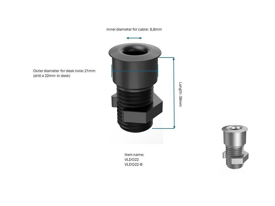 Vivolink VLDG22 Kabeldurchlass – 67 × 31 × 24 mm