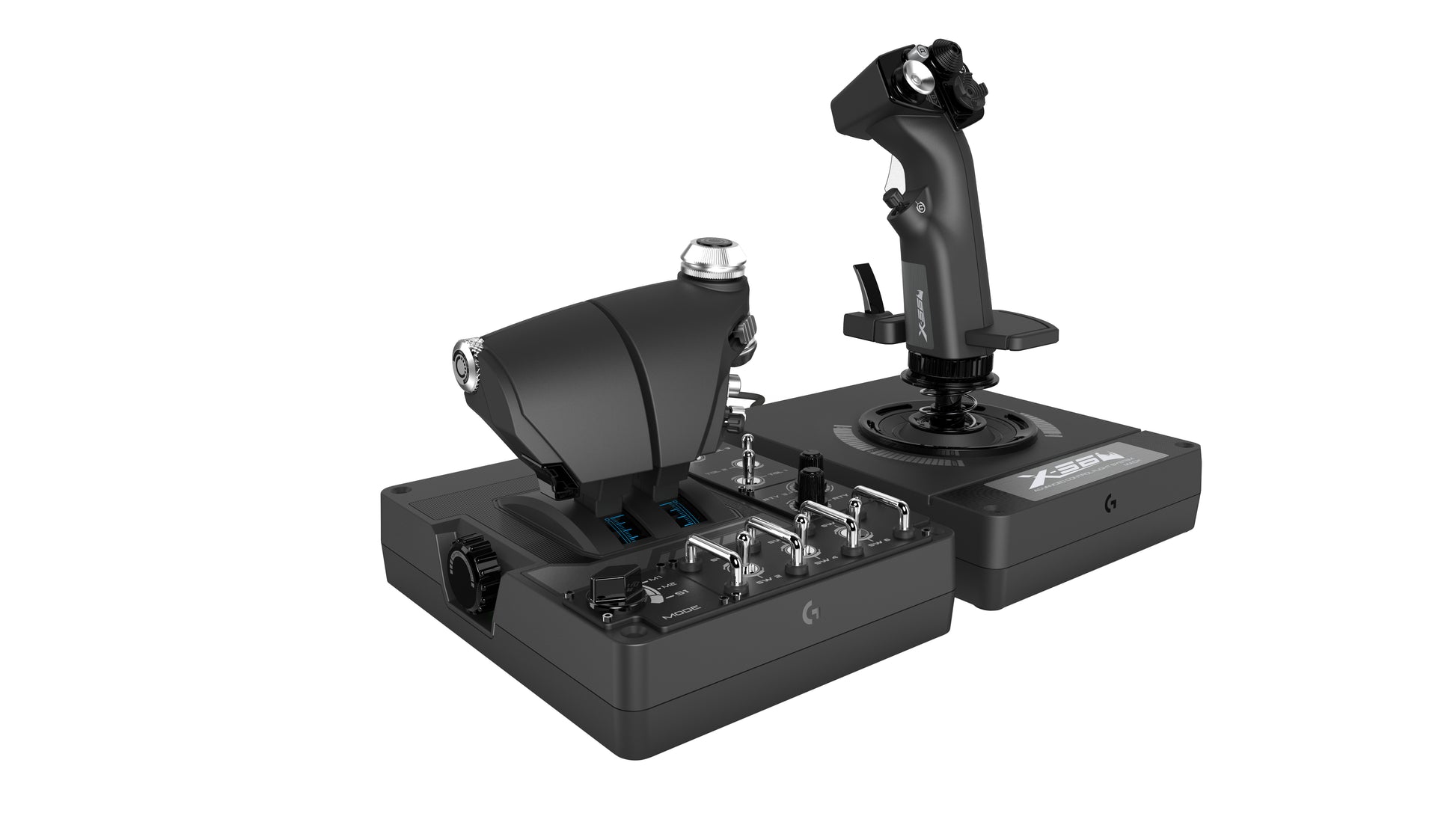Logitech G Pro Flight X56 Rhino – Joystick – USB (kabelgebunden), RGB, Schwarz, für PC