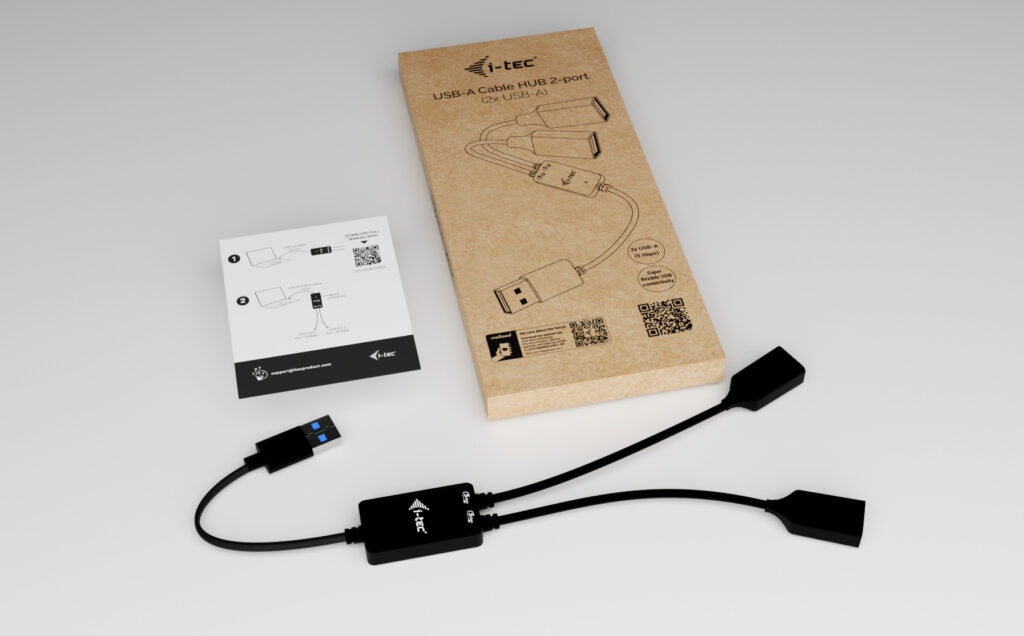 i-tec USB-A (Stecker) Multiport-Adapter – 2× USB-A (Buchse), USB 3.2 Gen 1