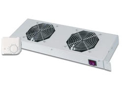 Digitus 19" Belüftungseinheit – 1U, 2×120 mm Lüfter, 276 m³/h, Thermostat, beleuchteter Ein-/Ausschalter