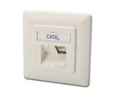 Digitus Netzwerkdose – 2× RJ-45, Cat6a (Klasse EA), geschirmt, Unterputz, Metall, Weiss