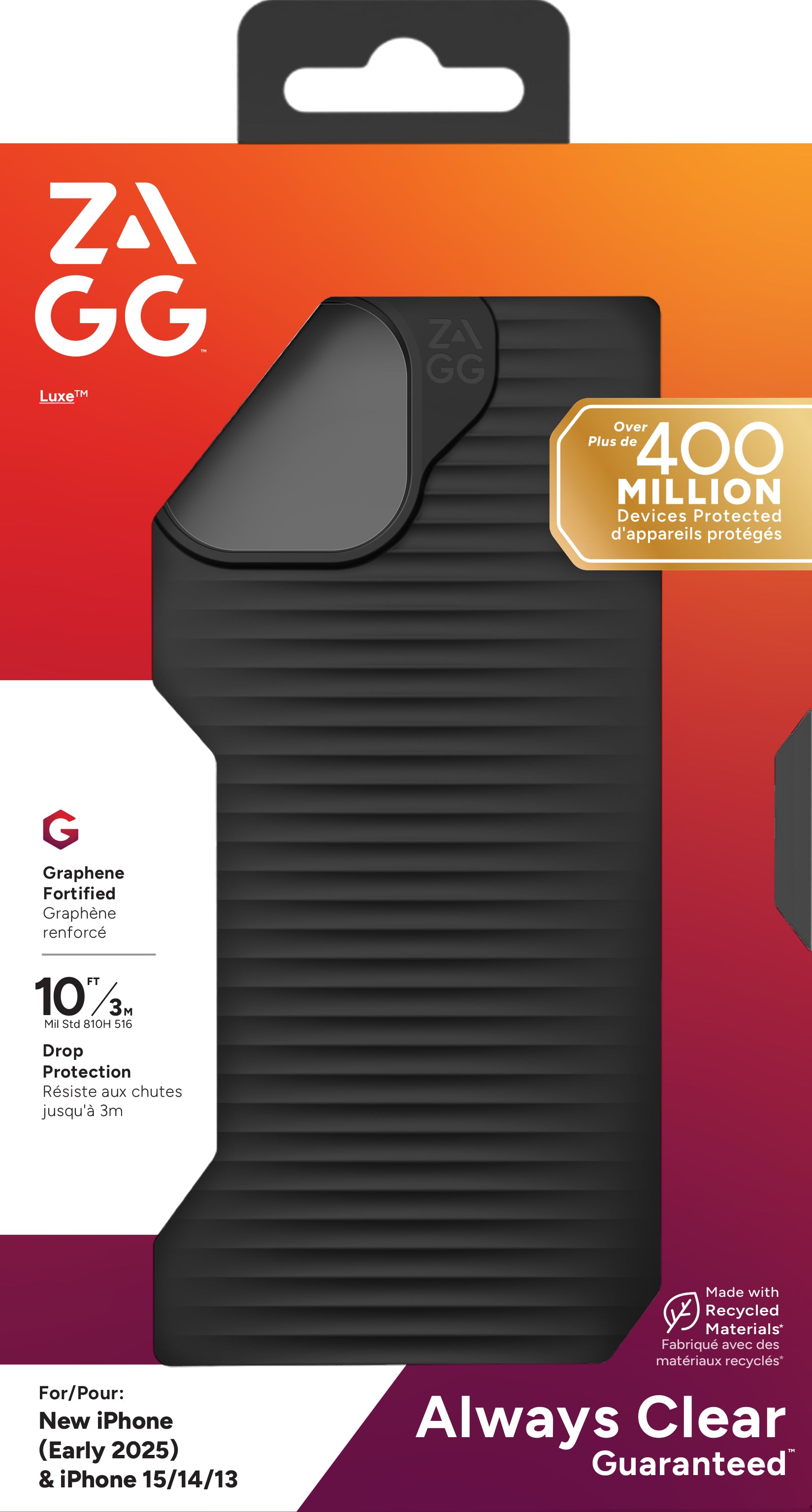 ZAGG Backcover Luxe – für Apple iPhone 15/14/13 – schwarz