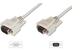 Digitus RS-232 Kabel D-Sub9 (M→F), 3 m, beige