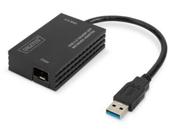 Digitus Netzwerkadapter USB-A zu SFP – 1 Gbit/s, USB 3.2 Gen 1 (5 Gbit/s), 0,17 m – Schwarz
