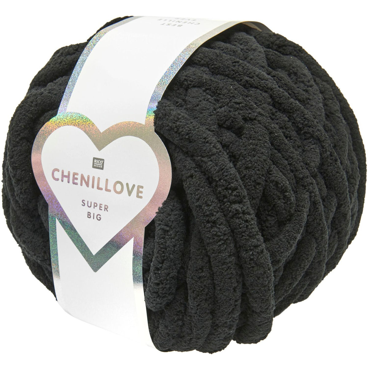 Rico Design Chenillove Super Big Wolle Schwarz – 300 g, 36 m, Nadel 25 mm, 100% Polyester, 1 Stk.
