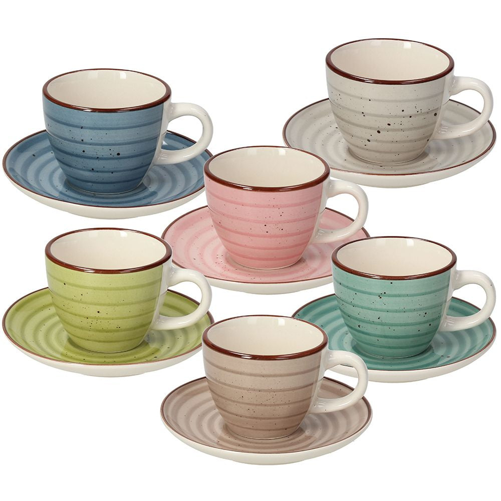 Tognana Porcellane Espressotassen-Set Louise – 6er Set, 90 ml, Steingut, mit Unterteller, spülmaschinenfest
