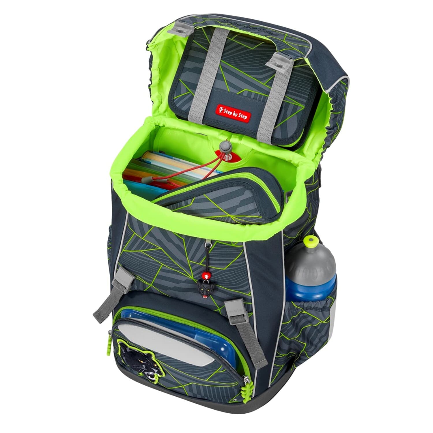 Step by Step Schulrucksack-Set Giant – 5-teilig – Dark Cat Chiko – Recycelte Materialien