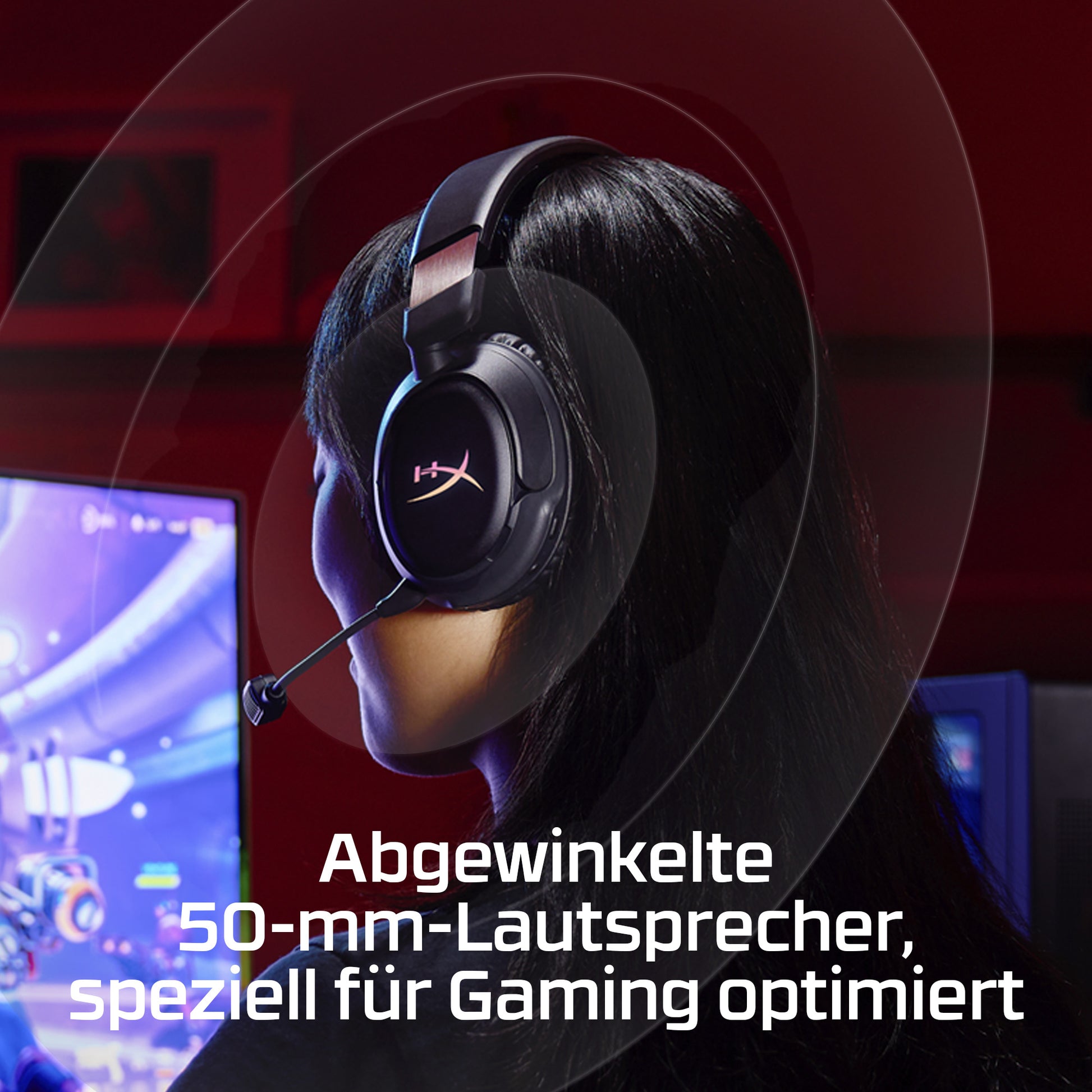 HyperX Cloud Flight 2 Gaming-Headset – Over-Ear, BT, ANC, mit USB-C-Dongle, Schwarz
