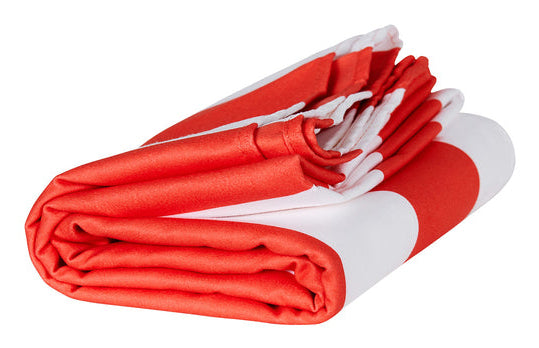 Dock & Bay Strandtuch CABANA – 90 × 200 cm, Weiss/Rot, Polyester