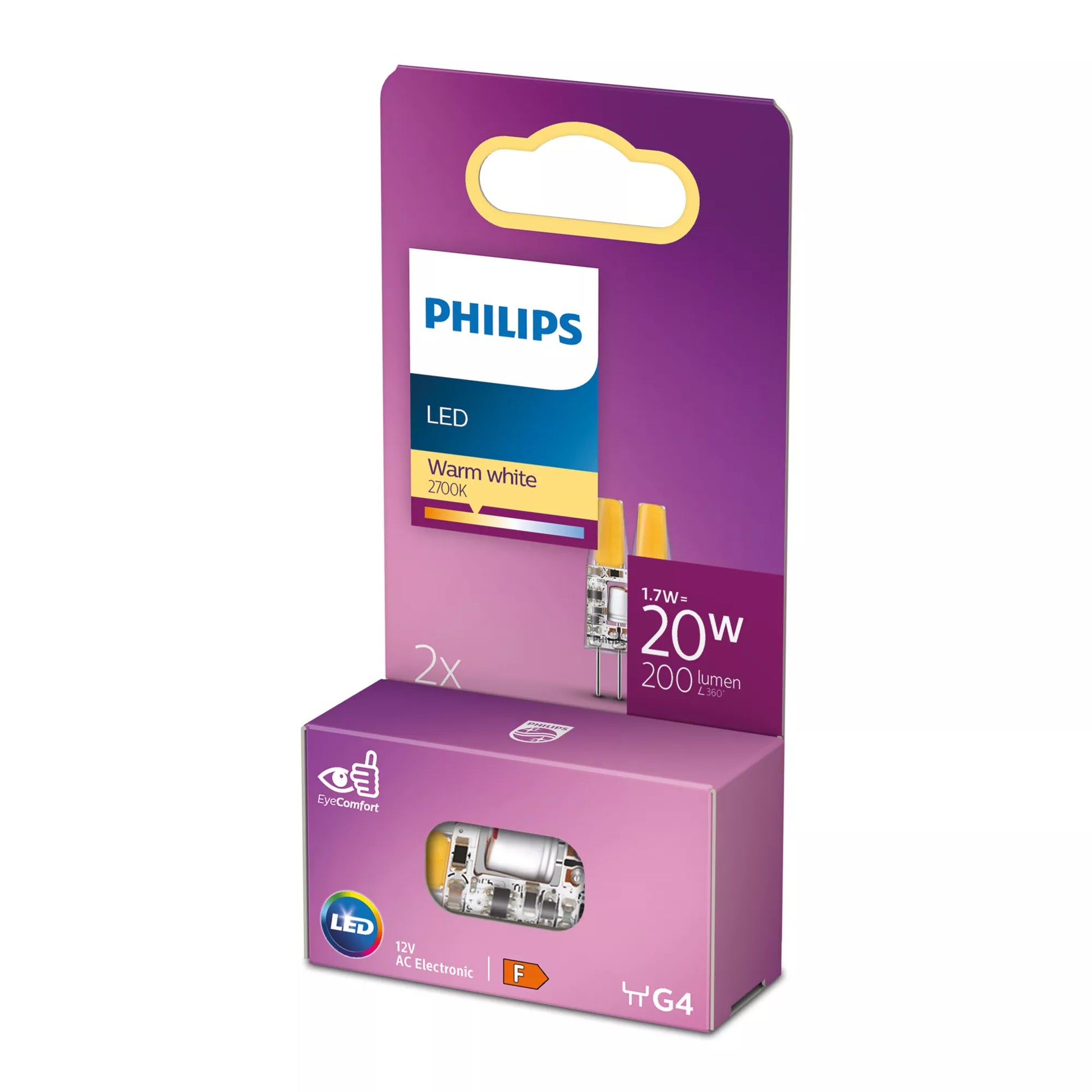 Philips by Signify Philips LED-Leuchtmittel G4 Kapsel – 200 lm, 1,8 W, Warmweiss 2700 K – 2 Stk., matt
