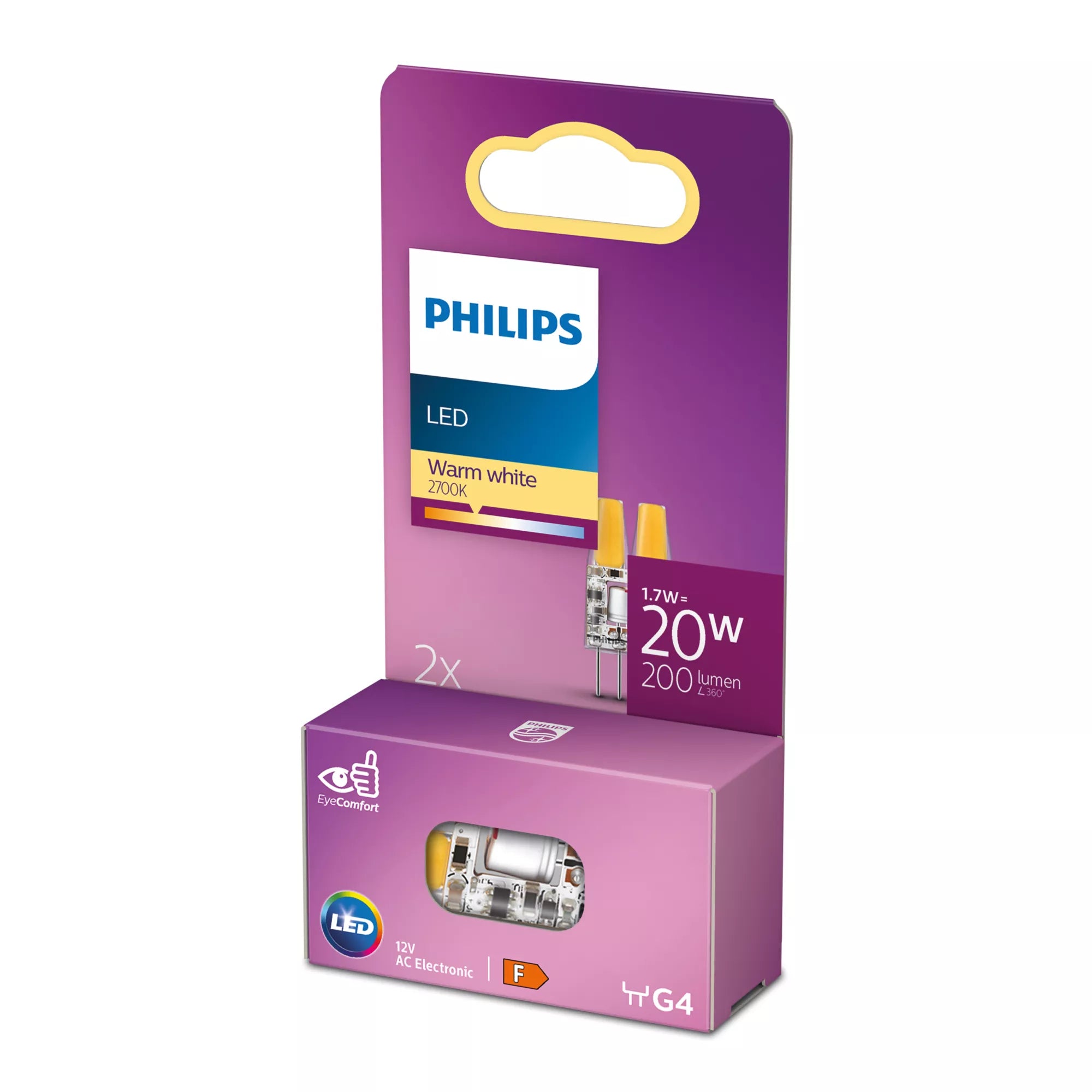 Philips by Signify Philips LED-Leuchtmittel G4 Kapsel – 200 lm, 1,8 W, Warmweiss 2700 K – 2 Stk., matt