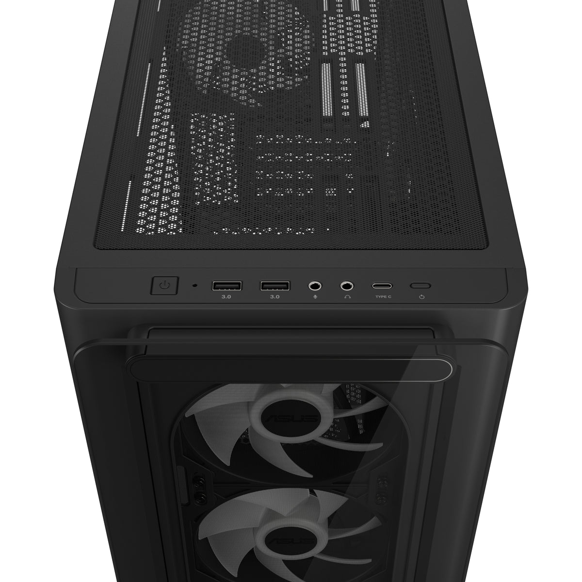 ASUS A23 PLUS TG – PC-Gehäuse – Micro-ATX/Mini-ITX, 7 Lüfterplätze, 3×2,5", 2×3,5", Sichtfenster, Schwarz