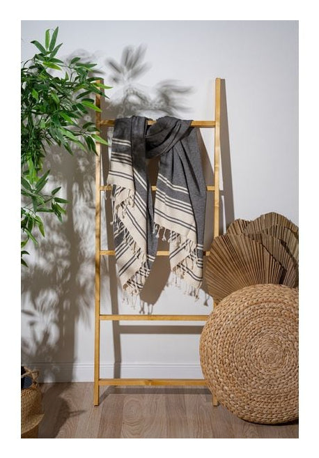 Foutastic Strandtuch New Diamond – 90 × 170 cm, Beige/Schwarz, 60% Baumwolle/40% Polyester