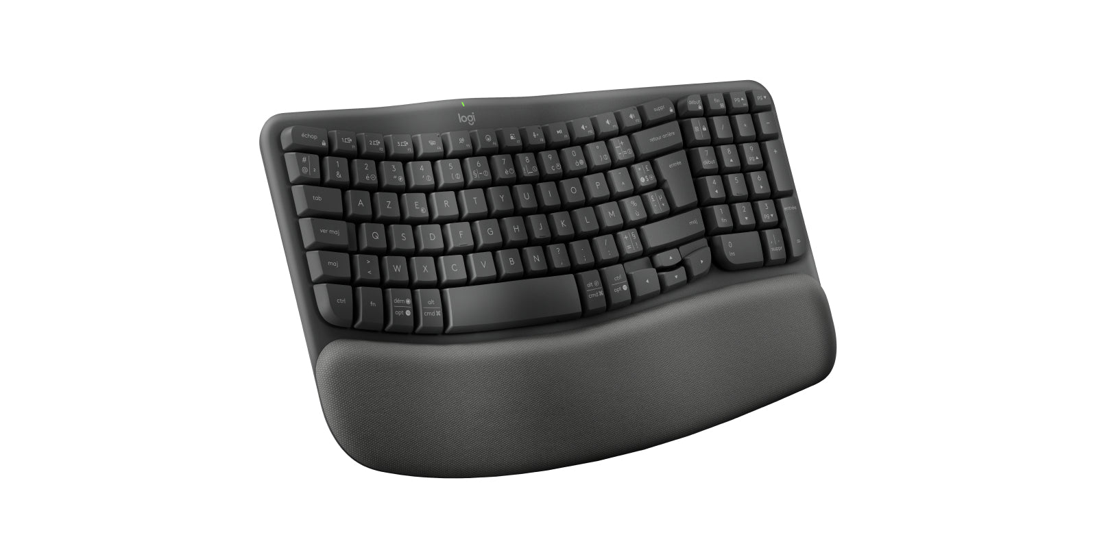 Logitech Wave Keys Office RF – Tastatur, kabellos (Bluetooth/2,4 GHz), FR-Layout (FR), Grau