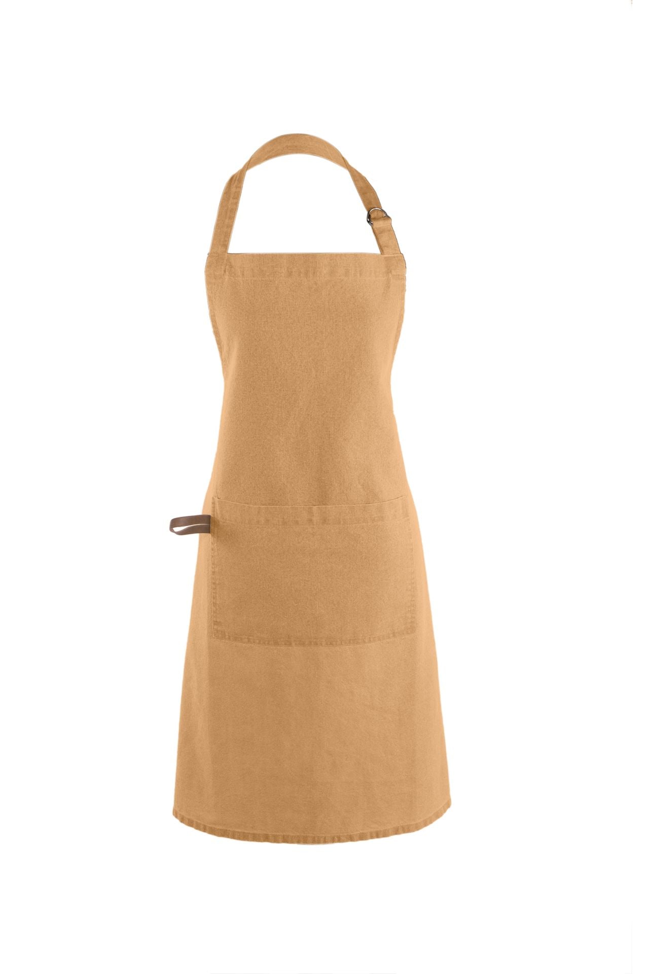 Tiseco Kochschürze Myrna – mit 1 Tasche, maschinenwaschbar – 100% Bio-Baumwolle, Camel – 74 × 85 cm